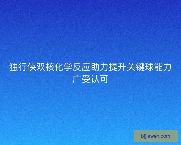 独行侠双核化学反应助力提升关键球能力广受认可
