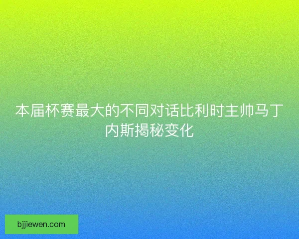 本届杯赛最大的不同对话比利时主帅马丁内斯揭秘变化